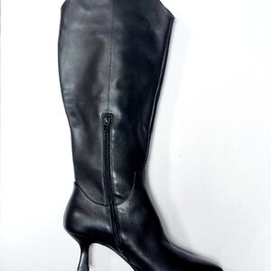 Dolce Vita Women's 8.5 Black Leather Tall Boots Wide Calf Pointed Toe Zip Annika